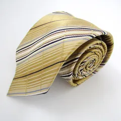 リョウコキクチ ブランド ネクタイ シルク ストライプ柄 未使用品タグ付 PO メンズ イエロー R.KIKUCHI