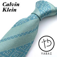 美品✨カルバンクライン　ネクタイ　ストライプ　水色　シルク100% イタリア製
