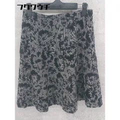 ◇ NATURAL BEAUTY BASIC 総柄 膝丈 フレア スカート サイズM ブラック グレー レディース 【中古】 【1002801352271】