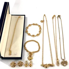 GIVENCHY ジバンシー ネックレス ブレスレット イヤリング ピアス ゴールド G ロゴ ハート クローバー ラインストーン GP レディース 箱 8点セット  まとめ【OE-686】