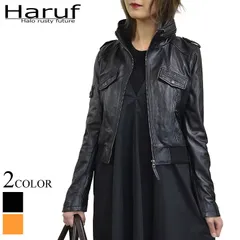 【送料無料】かわいいリブ レザージャケット ライダースジャケット 革ジャン レディース 本革 シングルライダース ラムレザー フード付き レディースアウター 小さいサイズ ブラック黒 秋冬 PD069BLACK