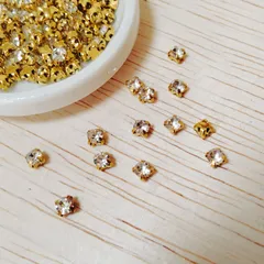 ビジュー＊ガラス＊ラインストーン＊台座付き＊クリア＊3mm＊縫い付けタイプ＊100個セット<GLSG03>