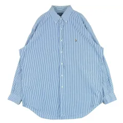 RALPH LAUREN ラルフローレン YARMOUTH BD ボタンダウン ポニー刺繍  ストライプ 長袖 シャツ ライトブルー系 ホワイト系 16 - 33【中古】