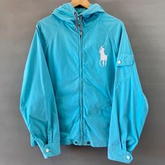 00's POLO by Ralph Lauren ポロバイ ラルフローレン フーディージャケット コットン 水色 ライトブルー メンズ Lサイズ