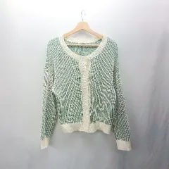 ◇ ⊇ a day in the life UNITED ARROWS ニット 長袖 カーディガン サイズ表記なし グリーン クリーム系 レディース E  【1503050014786】