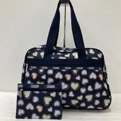 4732　LeSportsac レスポートサック　ナイロン　レディース　トートバッグ　ハンドバッグ　ワンショルダー　肩がけ　手持ち　手提げ　ネイビー　ハート　総柄