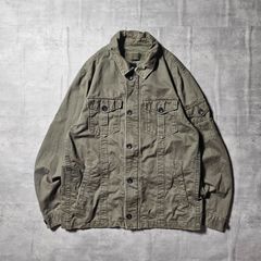 90s後期 OLD GAP ミタリー系シャツジャケット メンズL オリーブカーキ 