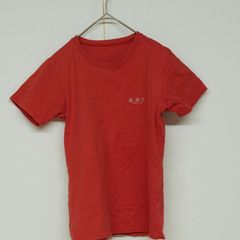[値下げ交渉歓迎] Tシャツ a.v.v M相当 半袖 ロゴTシャツ 赤 春夏向け きれいめカジュアル コットン100% シンプル ベーシック 即購入OK A-12