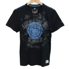 アディダス 半袖Ｔシャツ トップス コットン グラフィックT スポーツウエア レディース Mサイズ 紺×スカイブルー×グレー adidas 【中古】