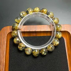 貴重 EU製 ★太陽花タイチンルチル★黄金針水晶 金運 開運 ゴールド ブレスレット パワーストーン ギフト 10.8-11.3mm ZB8277