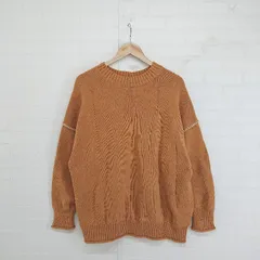 ◇ LOWRYS FARM オーバーサイズ ステッチ 長袖 ニット セーター サイズF ライトブラウン系 レディース E  【1303240016558】