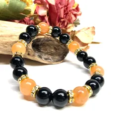 モリオン&レッドアベンチュリン パワーストーン ブレスレット 天然石ブレス (ゴールド) 10mm メンズ・レディース 厄除け 癒し お守り [3]