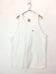 古着 NIKE スウォッシュ ワンポイント ソリッド タンクトップ 白 XL 古着