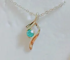 アクアマリン シルバーシンプルネックレスartificial