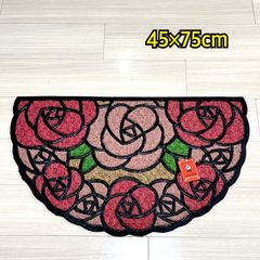コイヤーマット　玄関マット　屋外用　薔薇　半円　約45×75cm　welcome　ローズ　送料無料