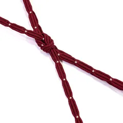 【衿秀/夏物】夏帯締めレース呉竹色玉撚房/朱色×生成玉（ms1143）