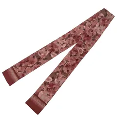 美品 LOUIS VUITTON ルイヴィトン バンドー ローズアンディアン モノグラム スカーフ シルク ピンク
