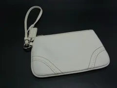 ■美品■ COACH コーチ レザー ポーチ 小物入れ マルチケース リストレット レディース ホワイト系 DE3228