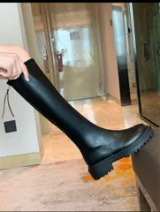 レディース　ブーツ　ロング　ラウンドトゥ　バックジッパー　厚底　スタイルアップ