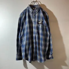 90s WB ルーニーテューンズ 刺繍ロゴ ボタンダウン チェックシャツ