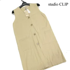 【新品 未使用】 studio CLIP スタジオクリップ 通年 ノースリーブ ロング ニット カーディガン ベスト Sz.F　レディース