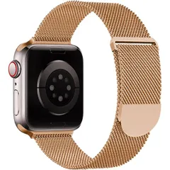 コンパチブル アップルウォッチ用バンド 41mm 40mm 38mm AppleWatch用 (Series 9/8/7/SE/6/5/4/3/2/1に対応) ピンクゴールド 金属 マグネット メッシュ SCP-050