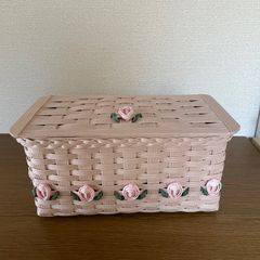 かご　クラフトバンド　ムースピンク