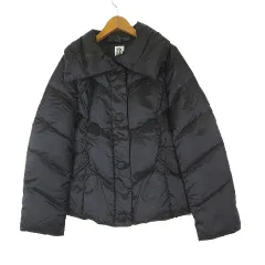 ミッシェルクラン MICHEL KLEIN ダウンジャケット ビッグカラー Aライン ジップアップ M 38 黒 ブラックのサムネイル
