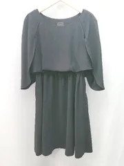 ◇ Ray BEAMS レイ ビームス スリットスリーブ 無地 冠婚葬祭 七分袖 膝丈 ワンピース サイズ1 ブラック レディース E  【1304210020476】