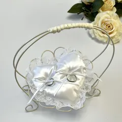 指輪が結べる ハート型リングクッション 付き サーバーバスケット L リングピロー完成品