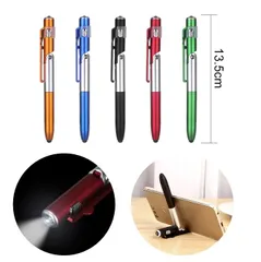 最短当日発送 4in1 多機能ペン ボールペン タッチペン LEDライト スマホスタンド 文具 筆記 スリム ペンライト 誕生日 記念日 salect ギフト プレゼント
