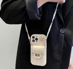 新品 可愛い レディース  iPhone15 Pro スマホケース　白 カード収納 レザー風 iPhone