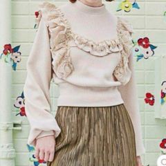 POPPY ポピー レースフリルリブニット ニット セーター トップス レース フリル あさぎーにょ クリーム サイズF レディース 秋 ゴーゴー古着マルイ北千住店 4 No.254