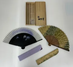 【中古品】白竹堂 ペア扇子 ケース・箱付 紫陽花 京扇子 (2506095)