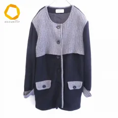 ピエール・カルダン pierrecardin  ロングニット ジャケット カーディガン ノーカラー w838793k★