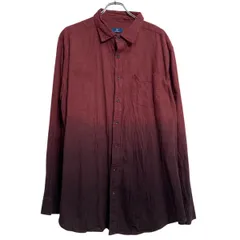 GEORGE 長袖 無地シャツ ジョージ 2XL ボルドー ビッグサイズ グラデーション ポケット 古着卸 アメリカ仕入 a612-6629
