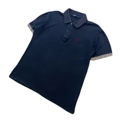 FRED PERRY ポロシャツ メンズ L ネイビー 【 千鳥格子リブ 】 紺色 半袖 フレッドペリー ●EB351