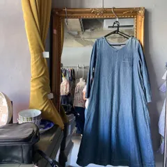 ＠サニークラウズ sunny clouds　denim　デニム　ワンピース　ロング　可愛い　Aライン　フェリシモ FELISSIMO　お呼ばれ　デート　オフィスカジュアル　食事会　ナチュラル　シンプル