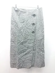 ◇ FRAMeWORK チェック 厚手 冬物 巻きスカート風 ファスナー ロング タイト スカート サイズ38 ブラック レディース E  【1310300001935】