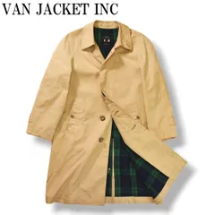 【旧VAN】 70sヴィンテージ ヴァン ヂャケット VAN JACKET INC コットンギャバジン 裏地タータンチェック柄 ステンカラーコート バルマカーンコート アウター L ベージュ メンズ