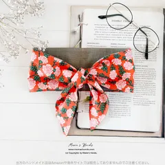 《レトロ 可愛い オレンジ 花柄》ビンテージ スタイル 綿 夏 保冷剤 冬 カイロ ネッククーラー スカーフ