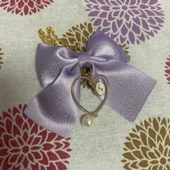 イニシャルリボンチャーム 紫