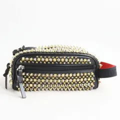 極美品●Christian Louboutin クリスチャンルブタン ブラスター レザー スパイクスタッズ セカンドバッグ/クラッチバッグ 黒×金×銀 伊製のサムネイル