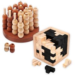 ぱずる かつのう パズル 知能 対戦 ゲーム 面白い (立体4目並べ・ソーマキューブ 脳トレ 2点セット ソーマキューブ 2点セット) Ｔ型 立体4目並べ MIMIA