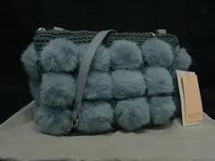 ■美品■ ANTEPRIMA アンテプリマ ミスト ペーリ ファー×ニット チェーン 2WAY ハンドバッグ ショルダー  斜め掛け ブルー系 BK9558