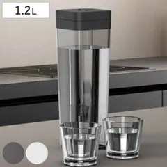 冷水筒 ピッチャー 1.2L 横置き 縦置き ドリンクビオ プラスチック （ 麦茶ポット 水差し 冷水ポット 日本製 プラスチック製 縦 横 スリム プッシュ式 麦茶 水 お茶 取っ手なし 軽い 割れにくい おしゃれ シンプル ）