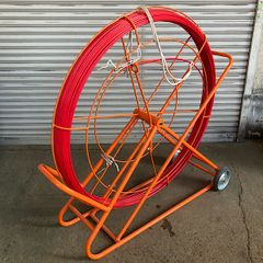 DENSAN/デンサン ファイバーレッドライン(Φ8X200m)リール付 RG-0820RS 地中線化工事 通線工具 電線リール 中古品