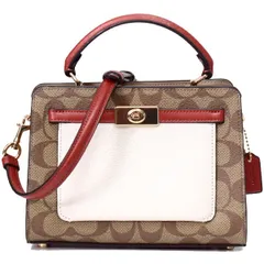 コーチ バッグ COACH コーティングキャンバス レザー シグネチャー ミニ レーン ハンドル クロスボディ 斜め掛け 2WAY ショルダー ハンドバッグ カーキチャークマルチ C8318