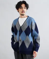 新品 未使用 JIGGYS SHOP(ジギーズショップ)モヘアタッチアーガイルカーディガン 217565 ネイビーのサムネイル