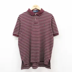 XL/古着 ラルフローレン 半袖 ブランド ポロ シャツ メンズ 90s ワンポイントロゴ コットン エンジ系他 ボーダー 25jun28 中古 トップス